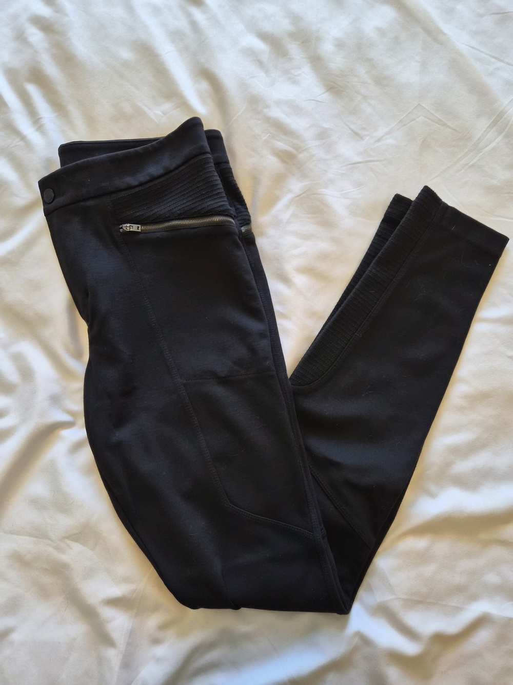 Athleta Black Ponte Moto Zip Leggings Size 6